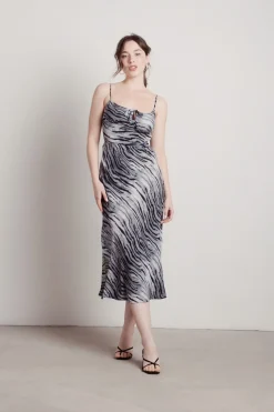 Tobi Rima Tiger Print Cami Midi Dress - Brown