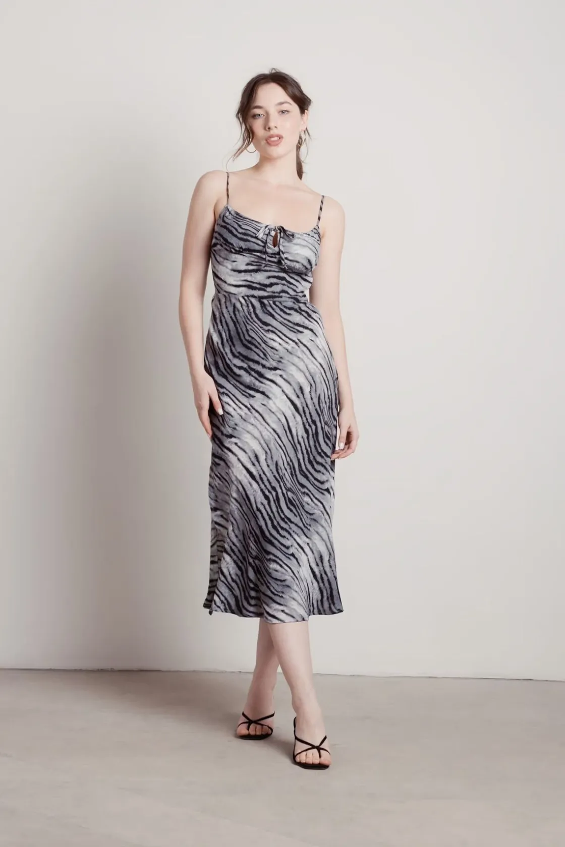Tobi Rima Tiger Print Cami Midi Dress - Brown