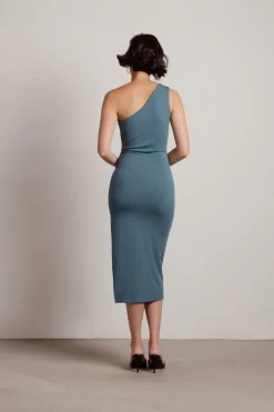 Tobi Riviera One Shoulder High Slit Midi Dress -