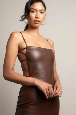 Tobi Ronesha Backless Open Back Mini Dress - Brown