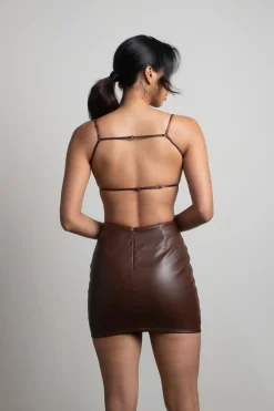 Tobi Ronesha Backless Open Back Mini Dress - Brown