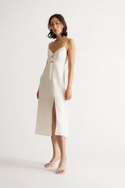Tobi Rosalie Linen Front Tie Midi Dress