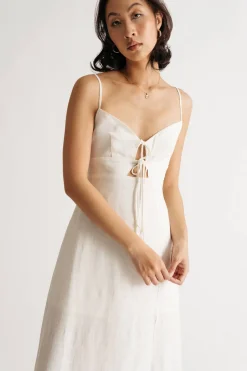 Tobi Rosalie Linen Front Tie Midi Dress