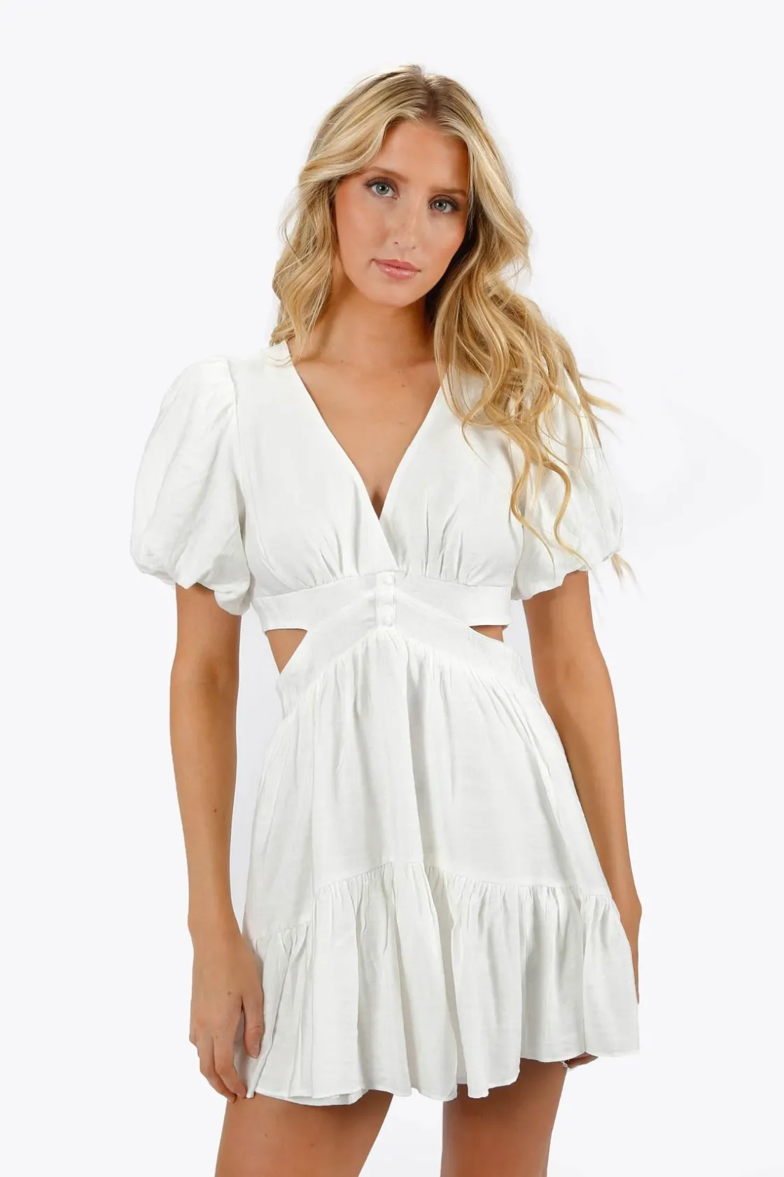 Tobi Roselle Cutout Deep V Mini Dress -