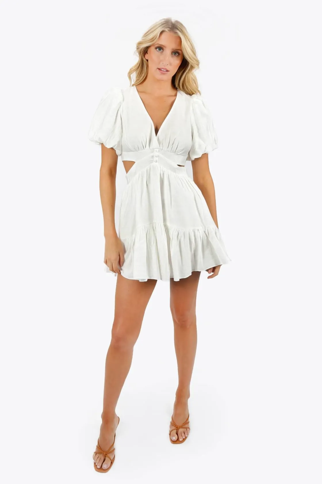Tobi Roselle Cutout Deep V Mini Dress -
