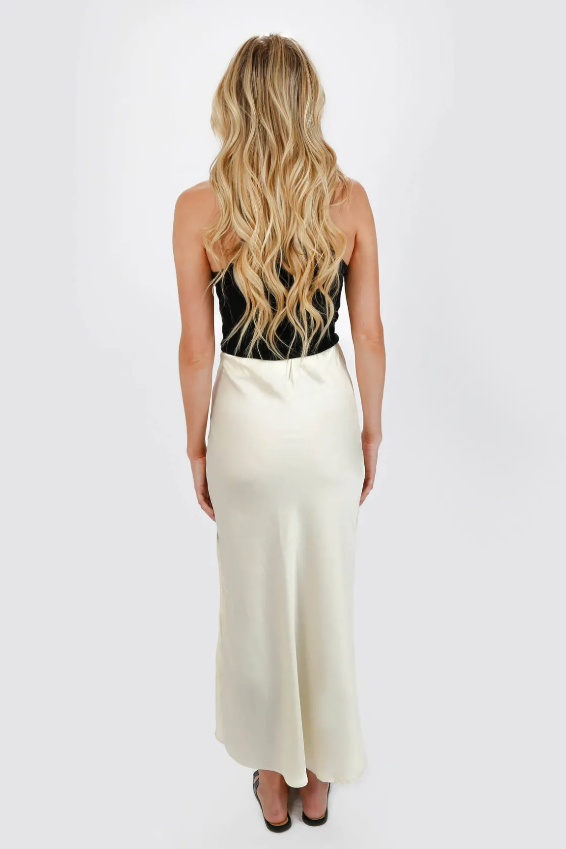 Tobi Roselynn Bias Cut Maxi Skirt With Slit Satin Maxi Skirt -