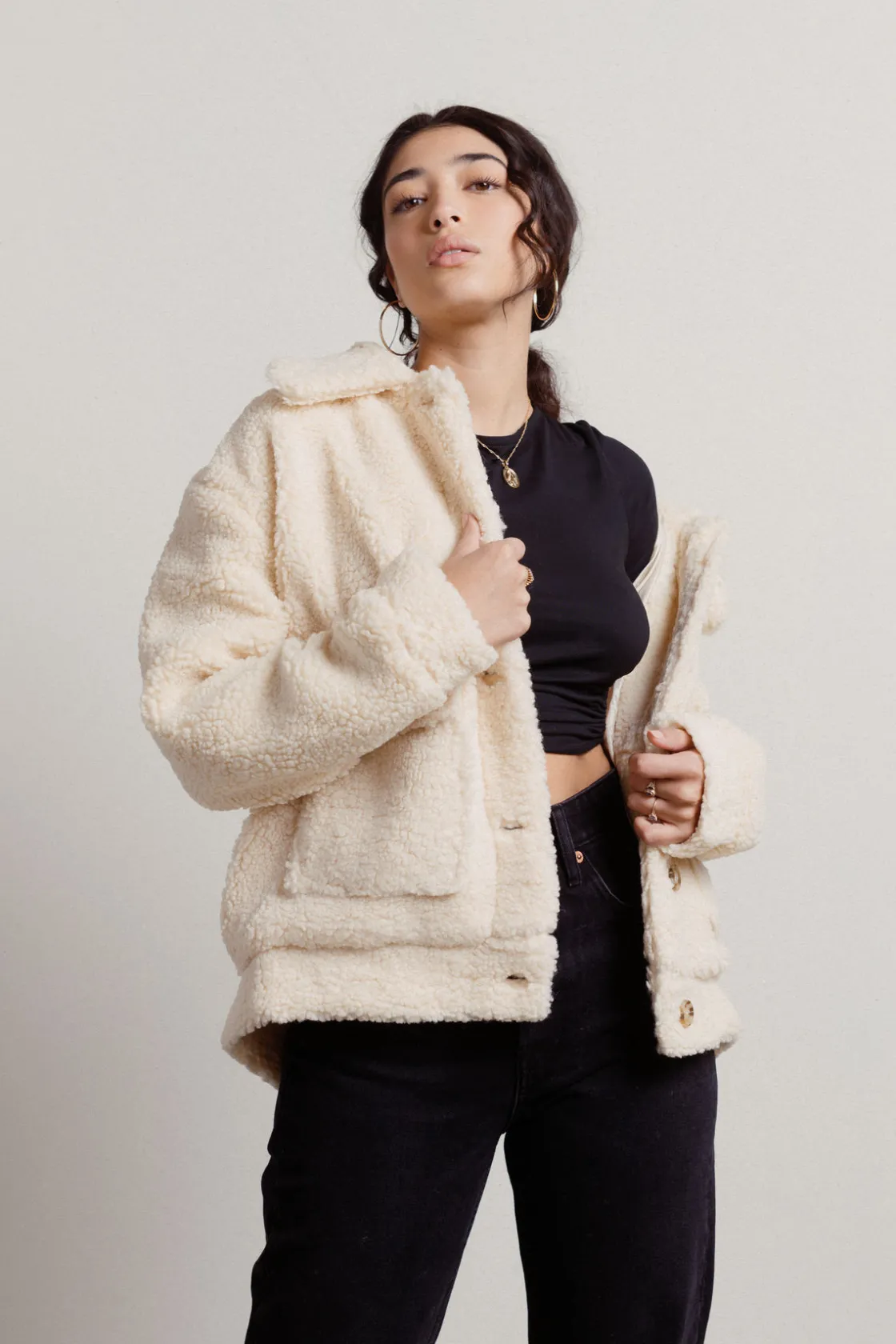 Tobi Rowan Sherpa Jacket - Ivory