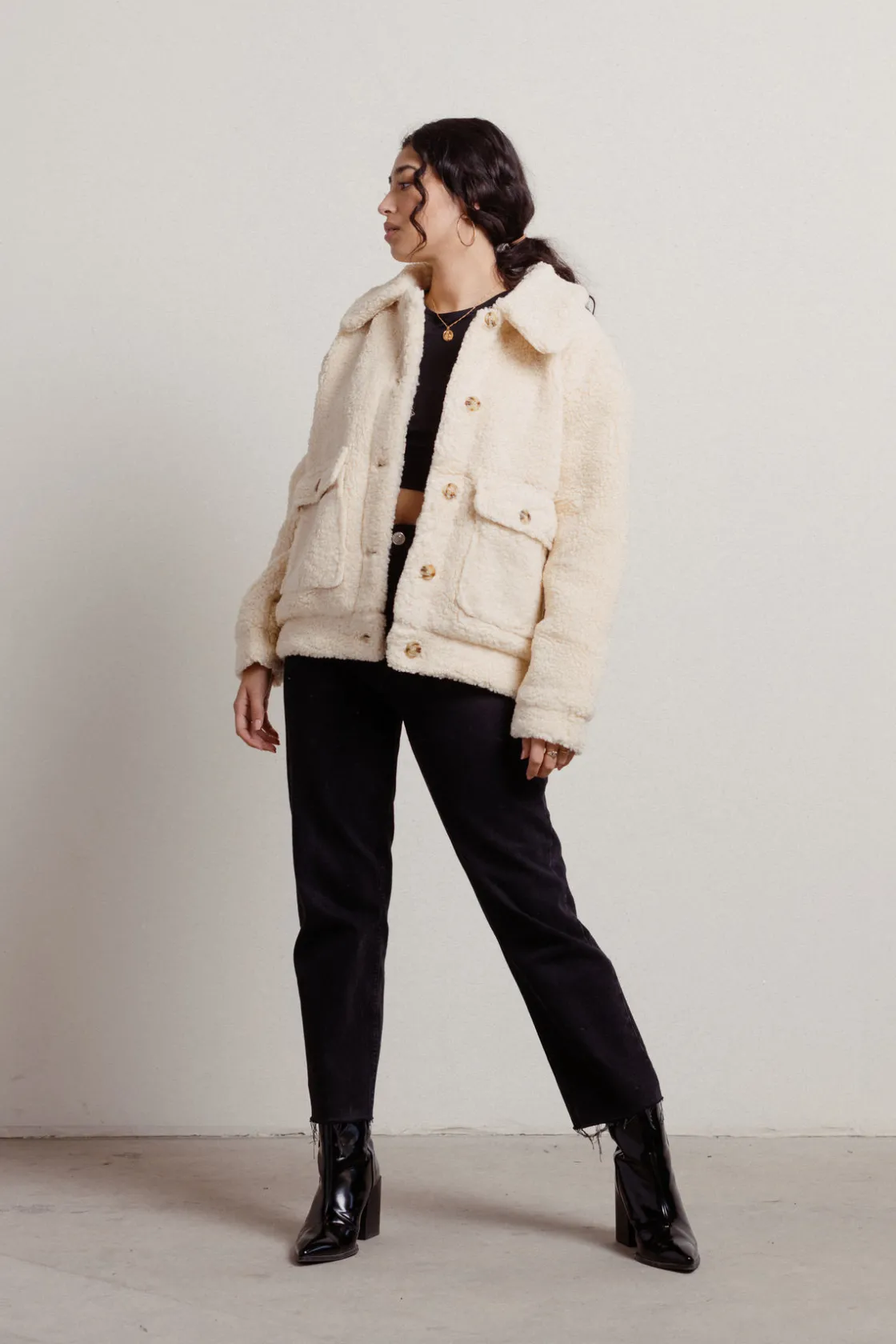 Tobi Rowan Sherpa Jacket - Ivory