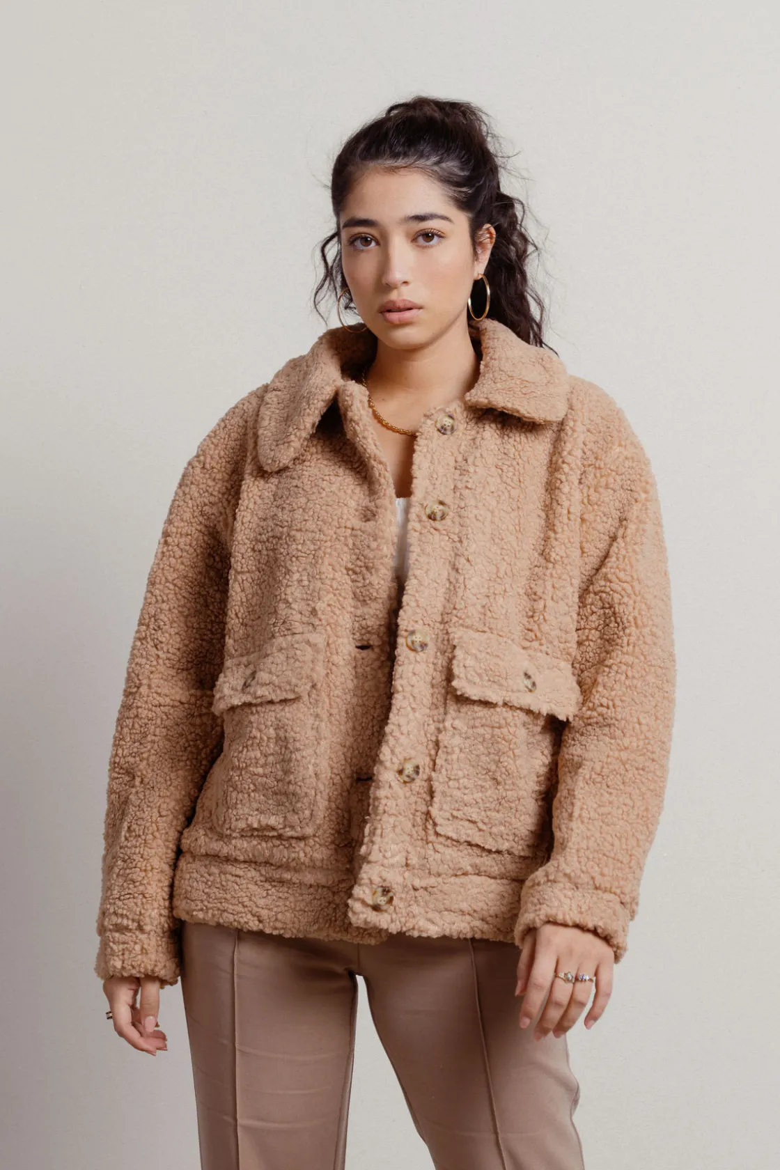 Tobi Rowan Sherpa Jacket - Ivory