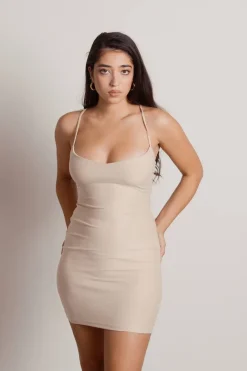 Tobi Running Late Cross Back Bodycon Mini Dress - Lilac