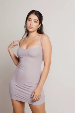 Tobi Running Late Cross Back Bodycon Mini Dress - Lilac