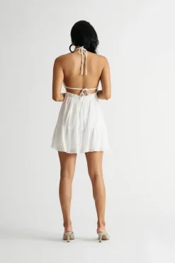 Tobi Sadie White Halter Skater Mini Dress