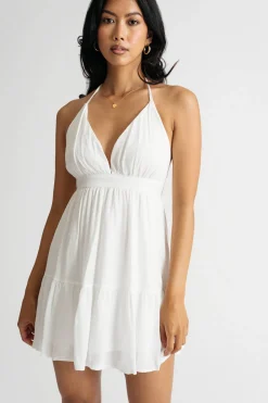 Tobi Sadie White Halter Skater Mini Dress