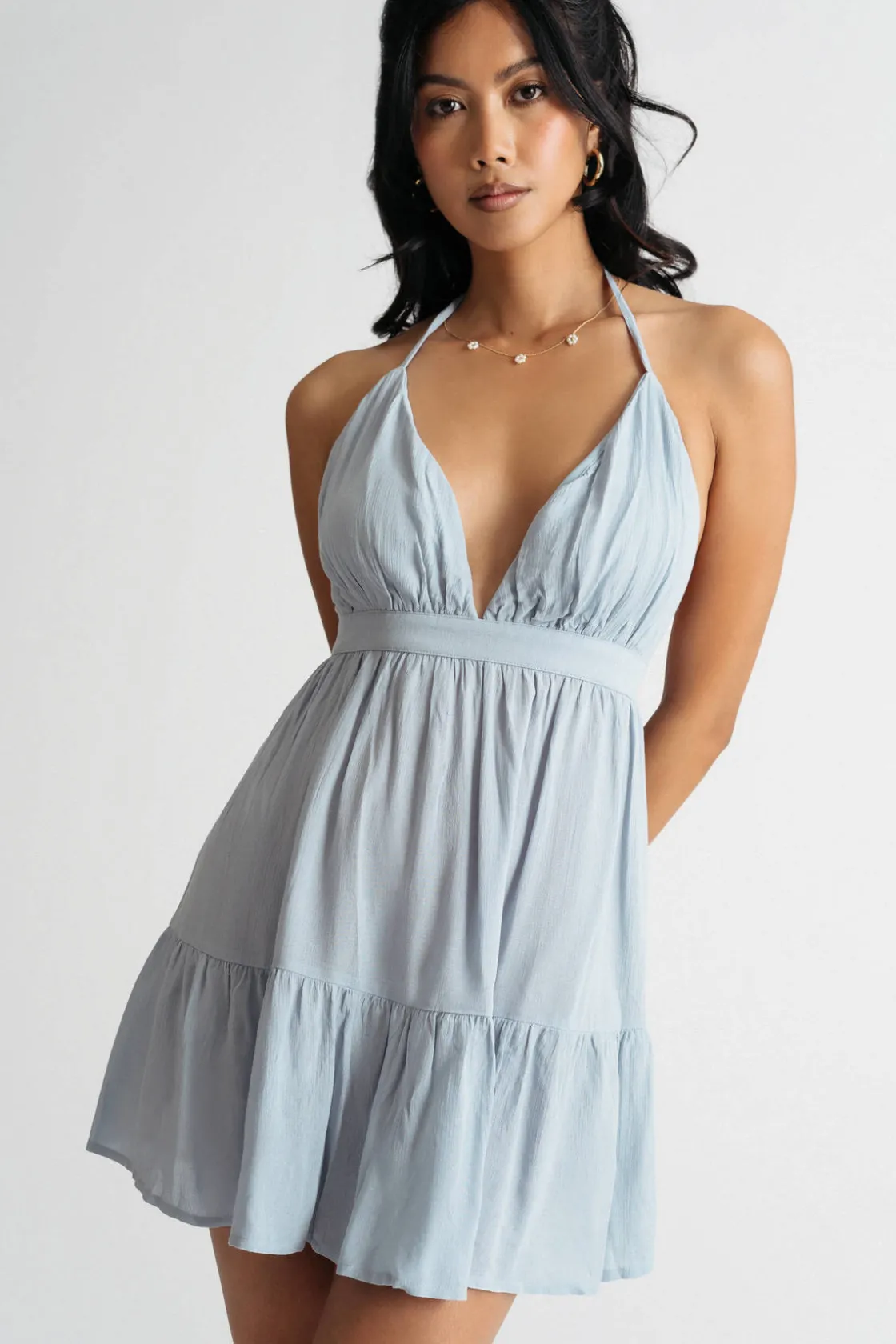 Tobi Sadie White Halter Skater Mini Dress