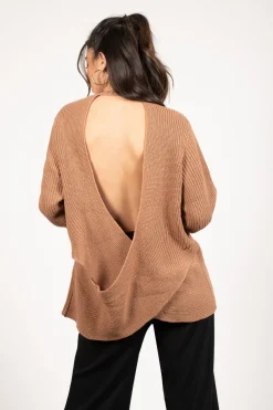 Tobi Safe Inside Open Back Sweater -
