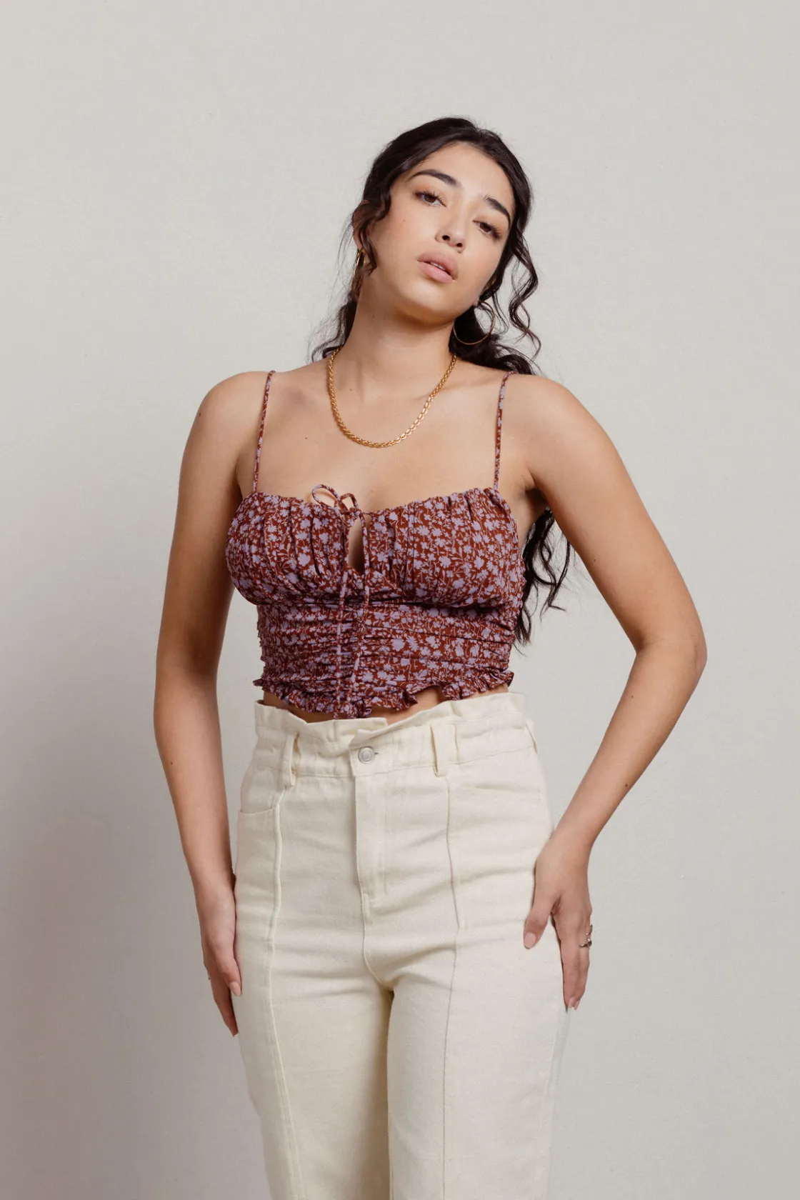 Tobi Sahana Crop Top - Burgundy