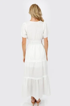 Tobi Salem Button Up Tiered Maxi Dress -