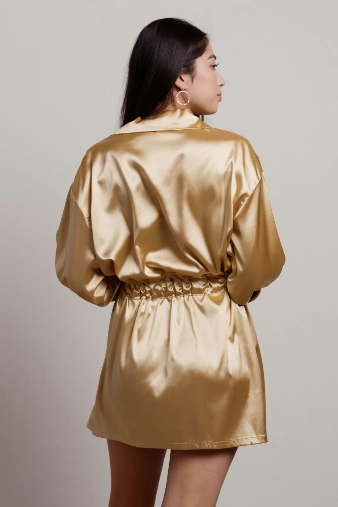 Tobi Sallie Tie Waist Satin Mini Dress -