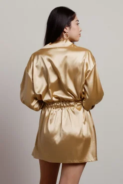 Tobi Sallie Tie Waist Satin Mini Dress -