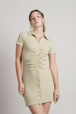 Tobi Saturn Collared Ruched Mini Dress -