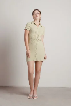 Tobi Saturn Collared Ruched Mini Dress -