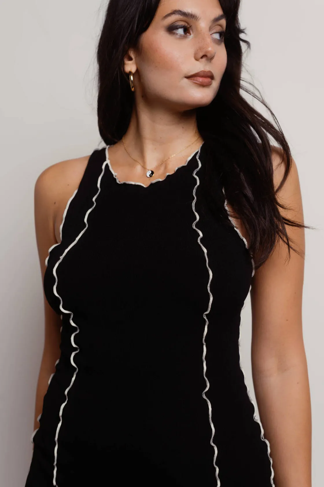 Tobi Saturn Exposed Stitch Bodycon Mini Dress - Orange