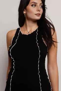 Tobi Saturn Exposed Stitch Bodycon Mini Dress - Orange