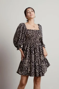 Tobi Savana Zebra Print Skater Mini Dress -