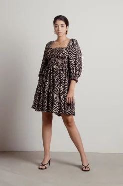 Tobi Savana Zebra Print Skater Mini Dress -