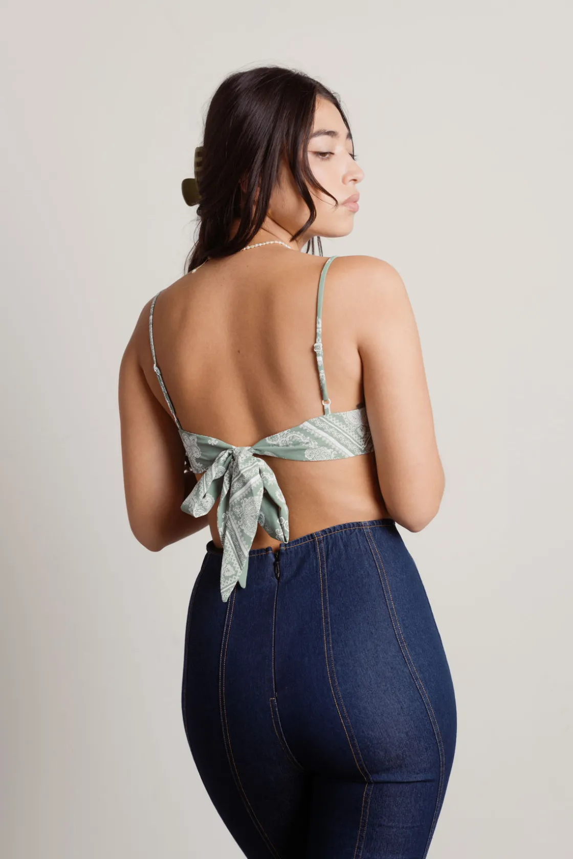 Tobi Scarf It Up Crop Top - Yellow
