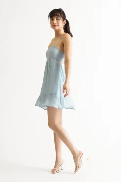 Tobi Scarlette Blue Tiered Skater Dress