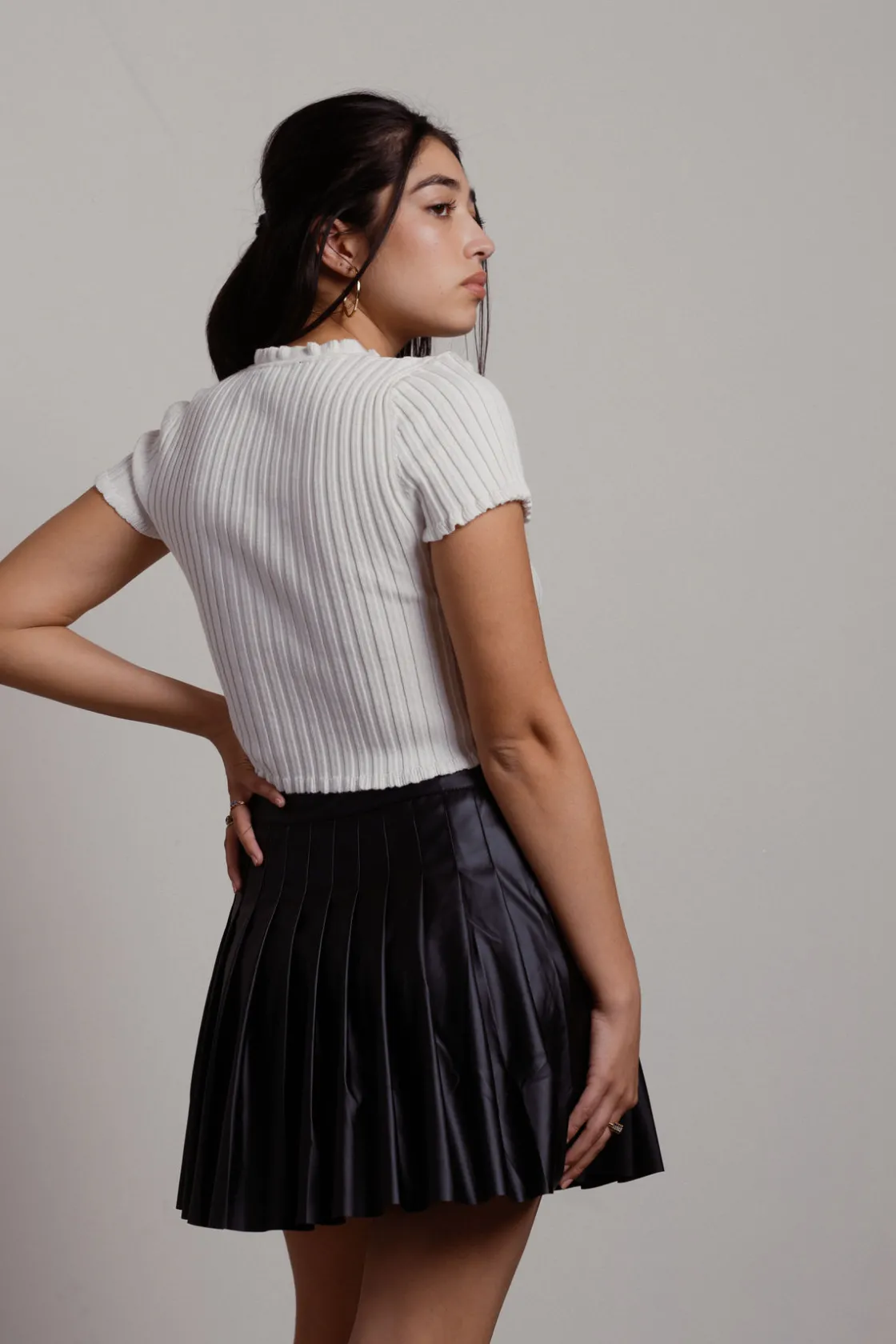Tobi School Girl Tennis Mini Skirt - Brown