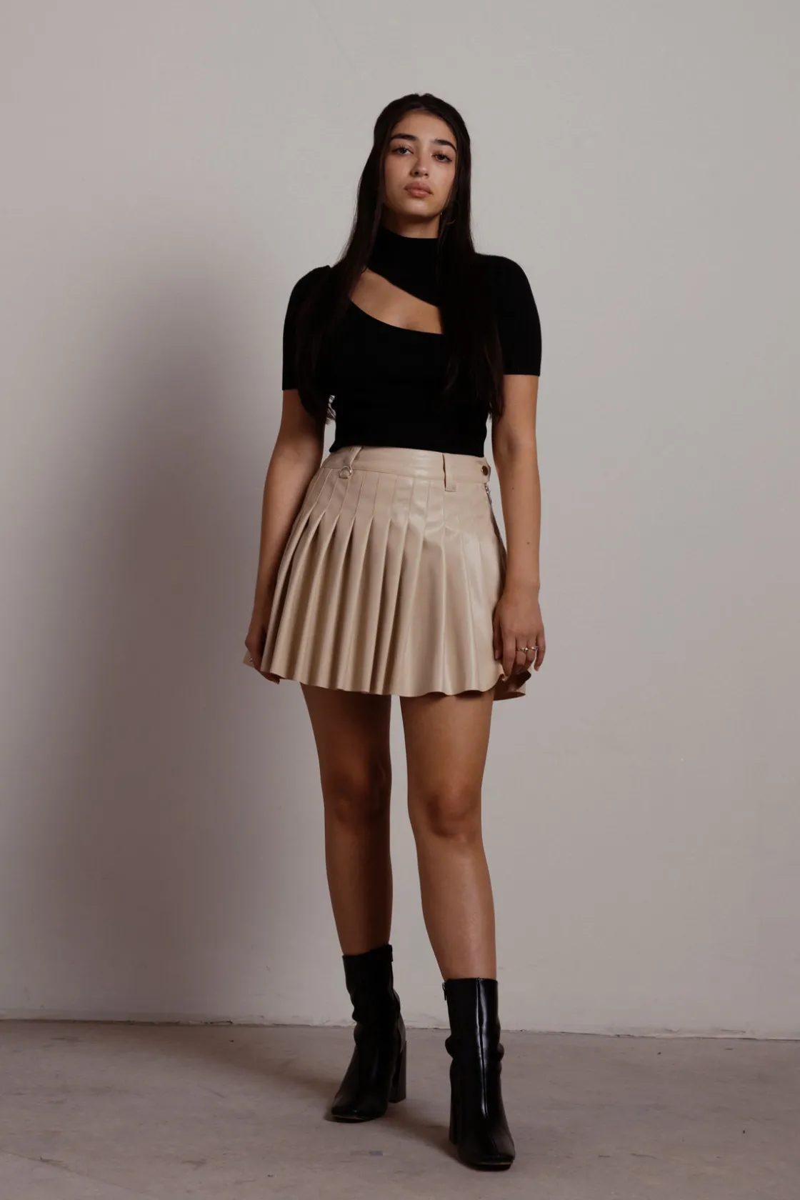 Tobi School Girl Tennis Mini Skirt - Brown