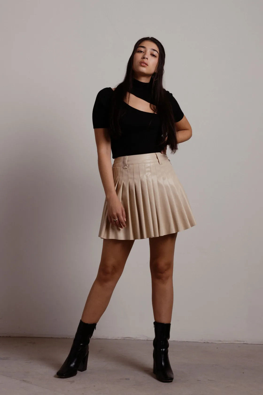 Tobi School Girl Tennis Mini Skirt - Brown