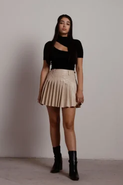 Tobi School Girl Tennis Mini Skirt - Brown