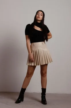 Tobi School Girl Tennis Mini Skirt - Brown
