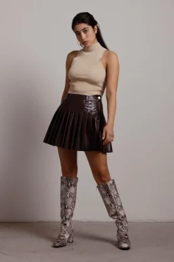 Tobi School Girl Tennis Mini Skirt - Brown