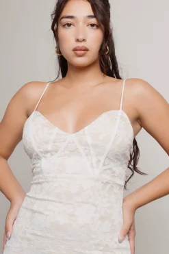 Tobi Secret Crush Lace Bustier Mini Dress - White