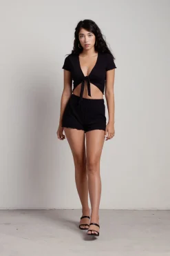 Tobi See You Later Lettuce Hem Shorts -