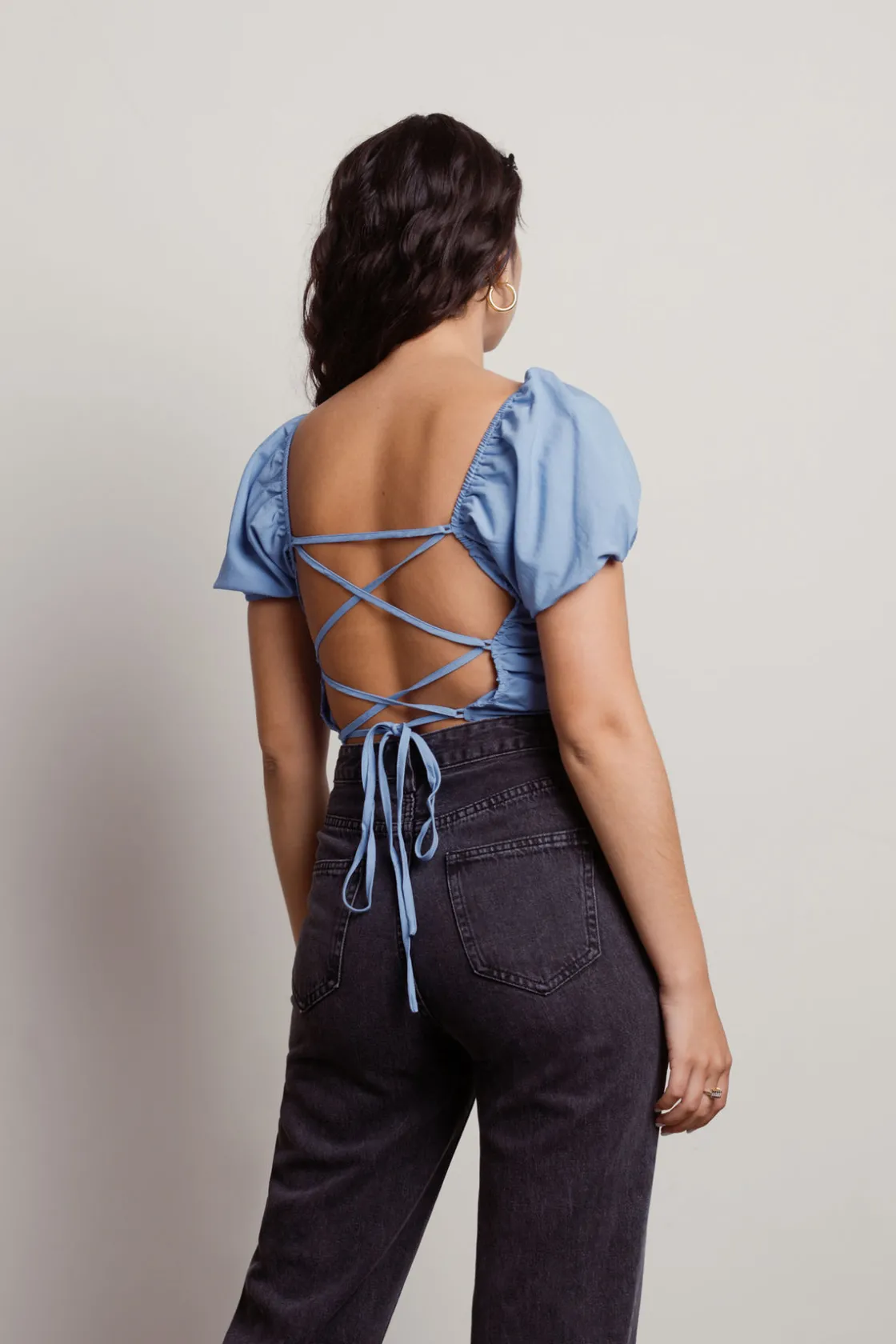 Tobi See You There Crop Top - Blue