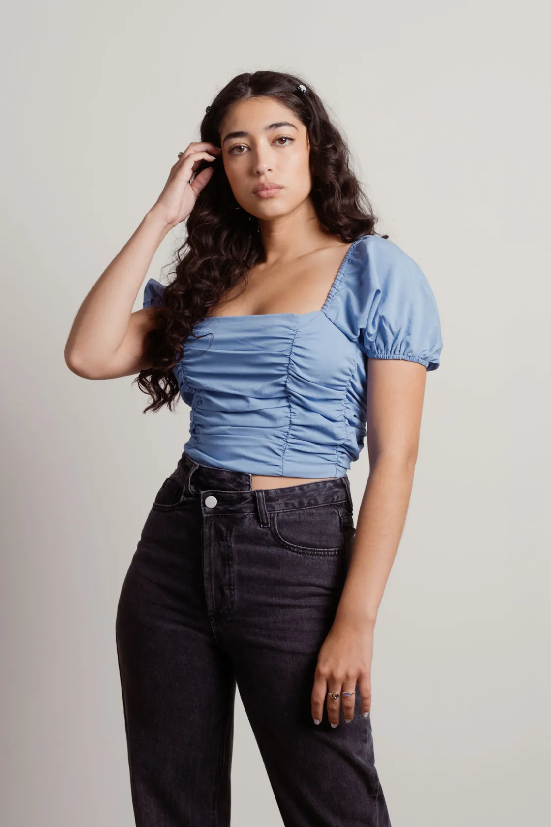 Tobi See You There Crop Top - Blue