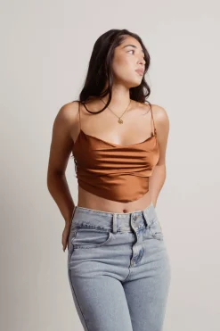 Tobi Seen Enough Crop Top - Mocha Grey