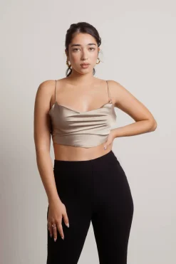Tobi Seen Enough Crop Top - Mocha Grey