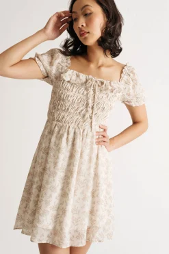 Tobi Selina Smocked Floral Mini Dress -