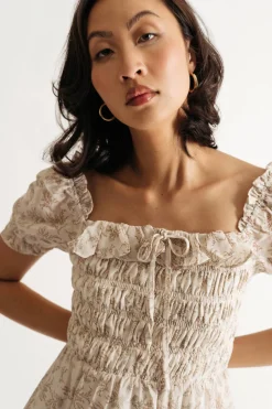 Tobi Selina Smocked Floral Mini Dress -