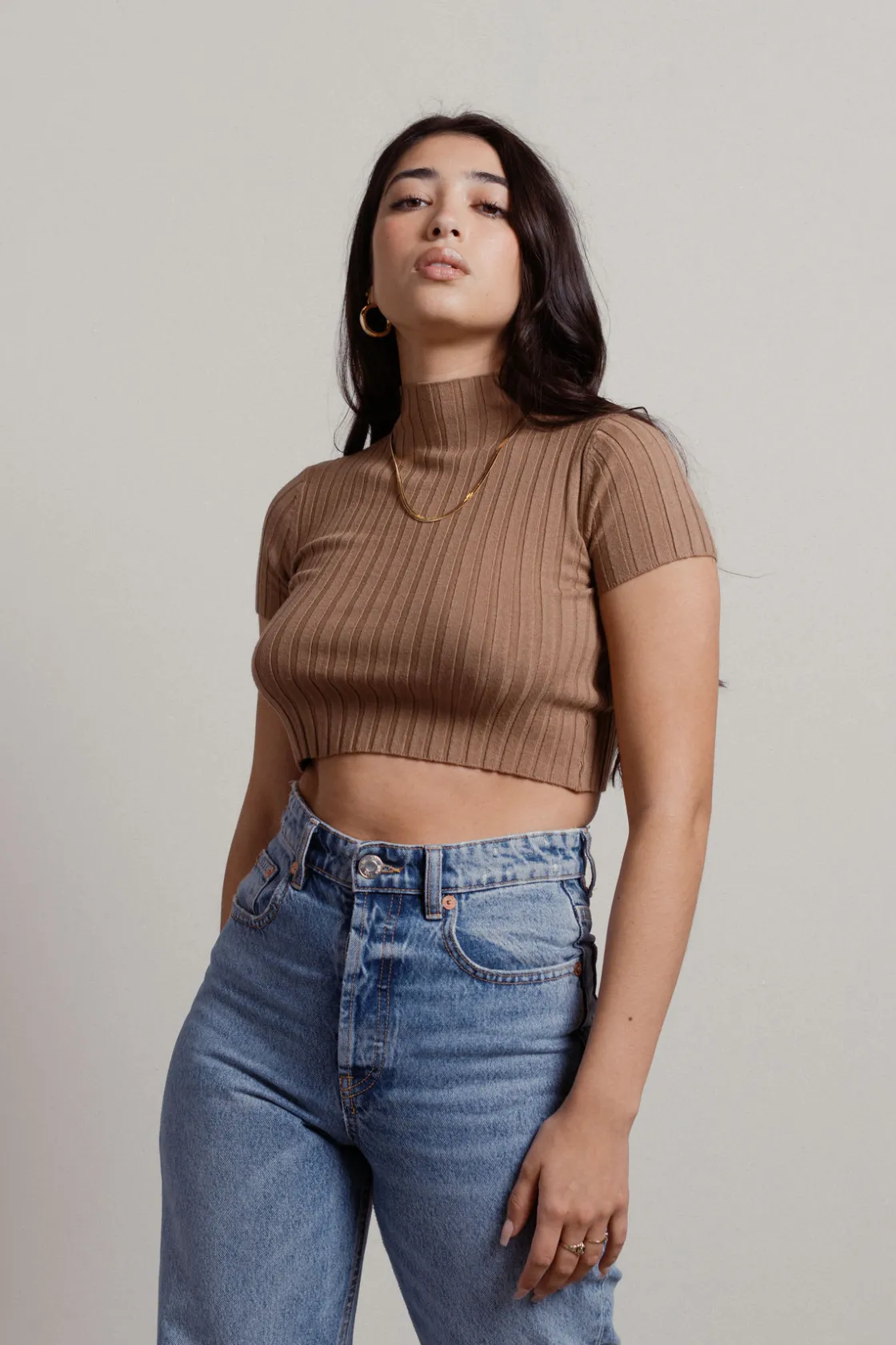 Tobi Selma Crop Top - Mocha