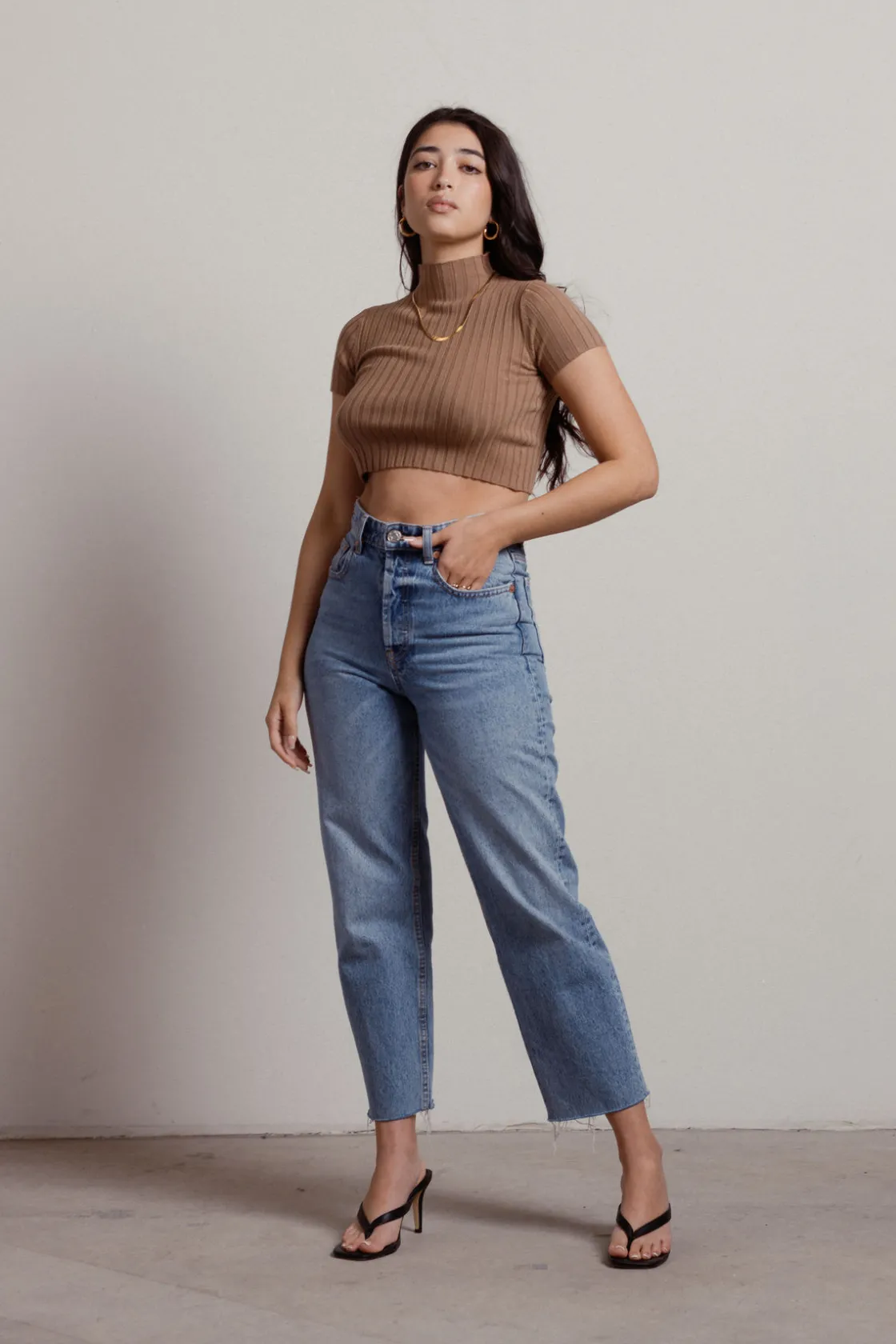 Tobi Selma Crop Top - Mocha
