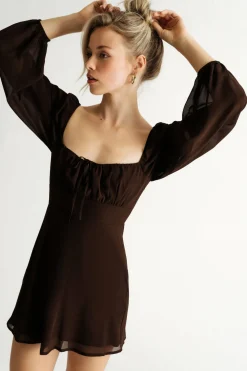 Tobi Send A Text Puff Sleeve Skater Mini Dress