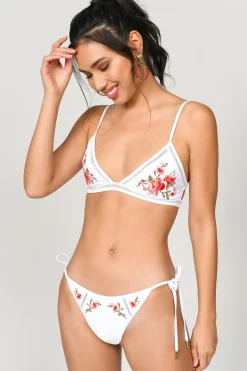 Tobi Serenity Embroidered Bikini Bottom - Silver Mint