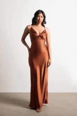 Tobi Set The Bar Satin Cami Maxi Dress - Light Gold